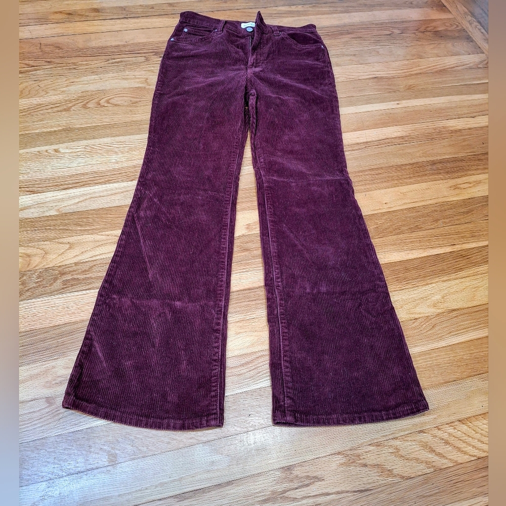Denim Forum The Bettie High Rise Flare Corduroy Jeans Burgundy Sz 27 Denim Forum - Picture 3 of 4